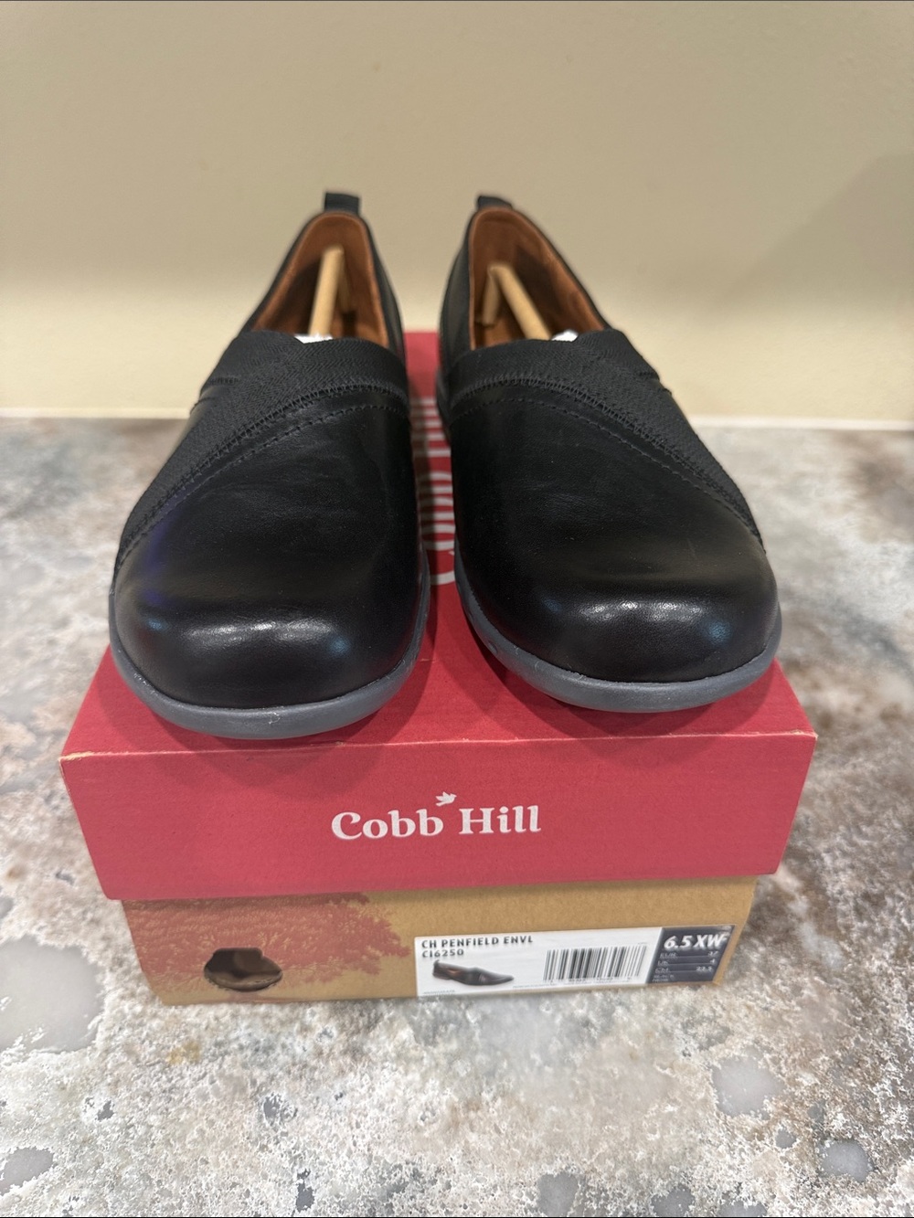 Cobb Hill by New Balance Black Slip-On Loafers with Gray Sole